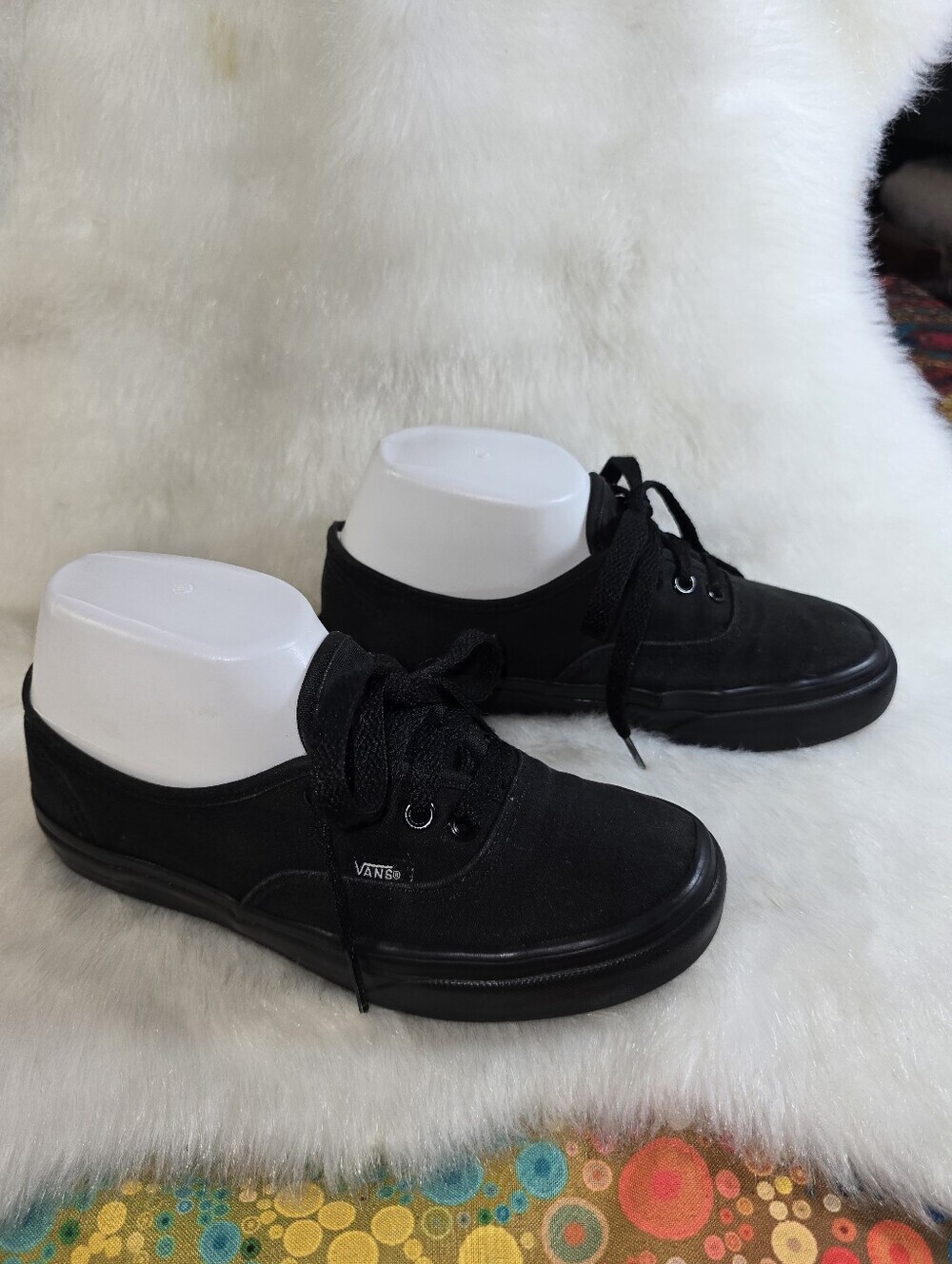 Vans Authentic Men-Women-Youth Black Canvas Low-top Lace-Up Sneakers